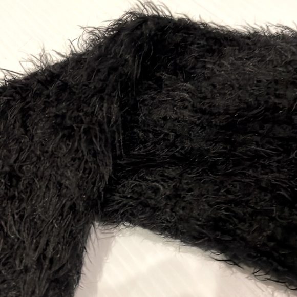 Fashion On Earth Black Eyelash Knit Deep V Back Twisted Sweater Women’s Large - Picture 15 of 16